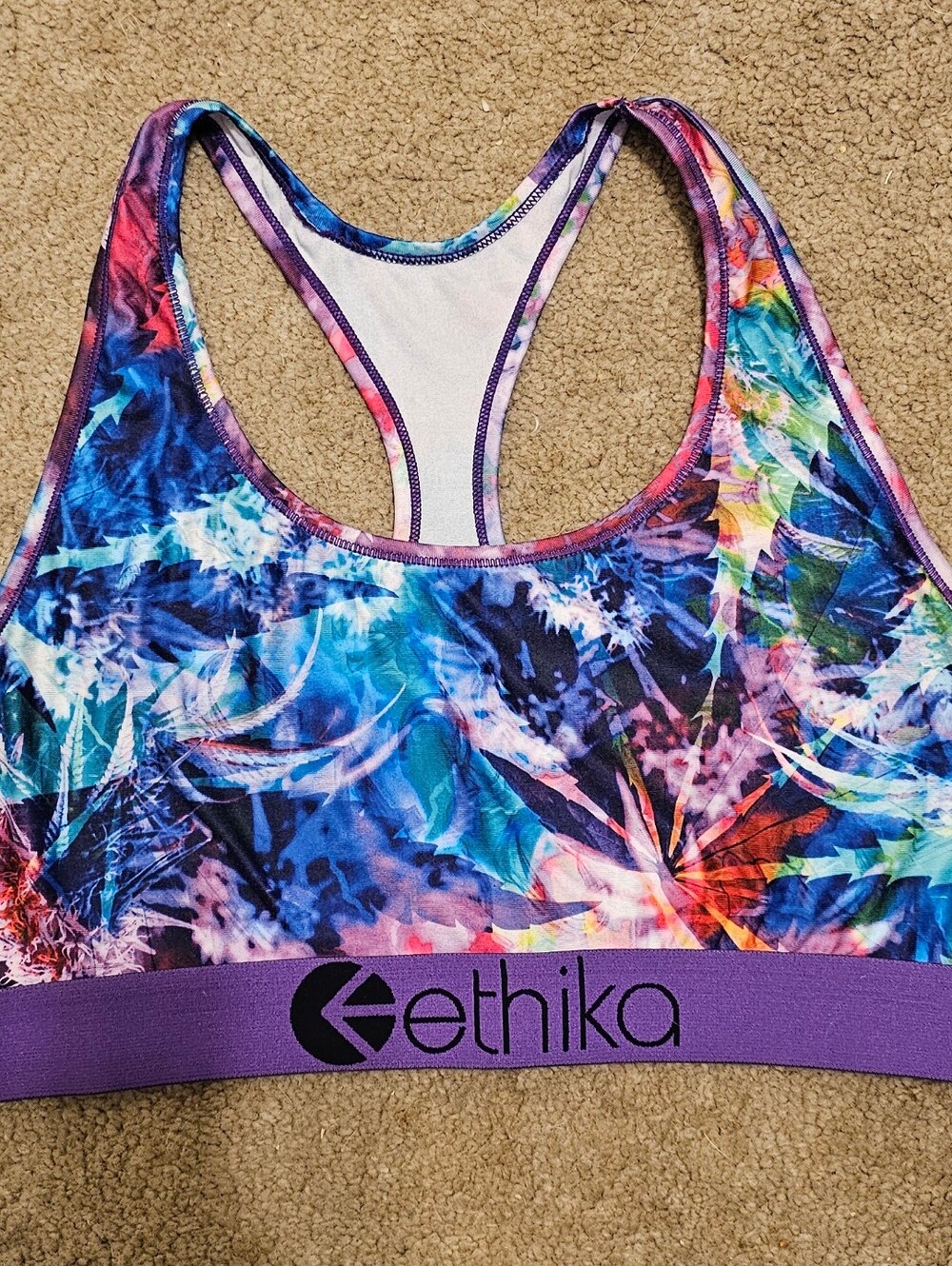Ethika Sports Bra Weed Leaf Design